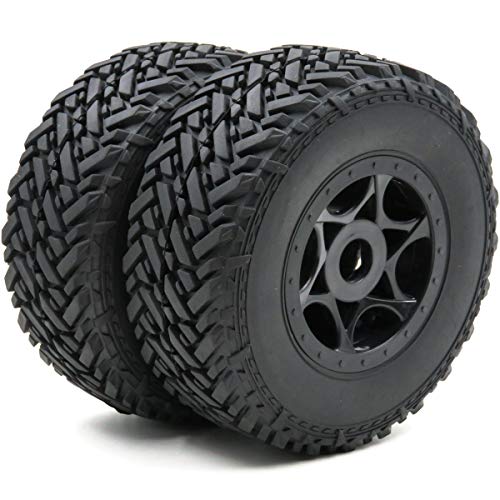 Hobbysoul 1/8 Tires And Wheels, 1/8 Buggy Off Road Short Course Sc Tires & 1/8 Wheels Rims Hex 17Mm For 1:8 Arrma Typhon / Hpi Racing Rtr Savage X 4.6 / Redcat / Team Losi / Hps, (4-Pack) #TOP4
