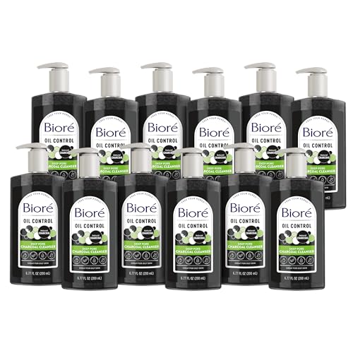 Image of Biore Deep Pore Charcoal Face Wash, Daily Facial Cleanser for Dirt & Makeup Removal, for Oily Skin, 6.77 Oz, Pack of 12