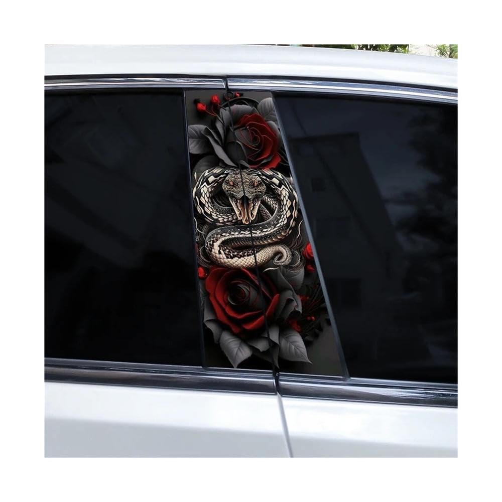 Bertdcx Q 2Pcs Metal Skull Rose Car B-Pillar Waterproof Decal Diy Sticker Car Exterior Accessories Auto Parts(Q)