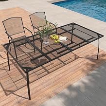 MONDAWE 78x39 Outdoor Dining Table, All Weather Steel Mesh Patio Table, Rust-Resistant Metal Bar Table for Backyard, Garden, Poolside, Balcony, Deck, Porch, Black