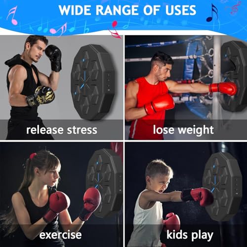 Image of Music Boxing Machine Wall Mounted Bluetooth Smart Electronic Fun Punch Boxing Trainer Wall Target Punching Pads Suitable for Home Exercise 6 Lights & Bluetooth for Adults /Home (SS-09)
