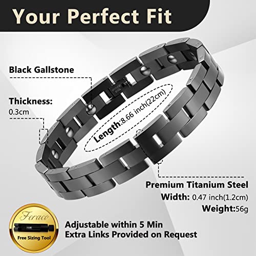 Image of Feraco Magnetic Bracelets for Men Sleek Titanium Stainless Steel Magnetic Therapy Bracelet with Sizing Tool, Jewelry Gifts for Men (Black)