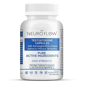 Testosterone Supplements for Men | No fillers, Additives or Bulkers, Pure Active Ingredients | Neuro Flow Powerful Testosterone Booster with Avena Sativa & Tribulus Terrestris | 60 Cap | Made in UK
