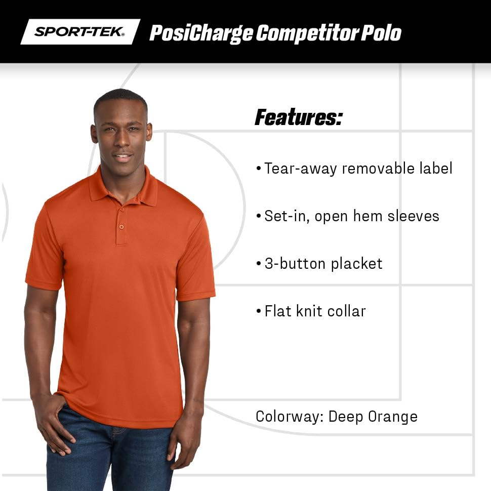 SPORT-TEK Polo Unisex PosiCharge Competitor | Camisa casual de manga corta con cuello para hombres y mujeres, ajuste atlético para el verano miniatura 5