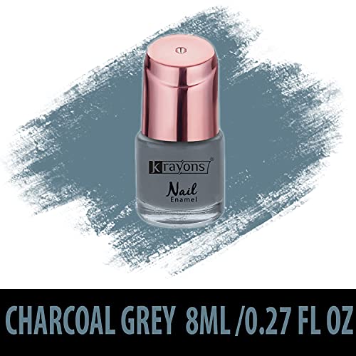 Image of Krayons Crazy Gel Nail Enamel, Waterproof, Longlasting, 8ml Each, Multicolor, Pack of 3 (Romantic Nude, Apple Red, Charcoal Grey)