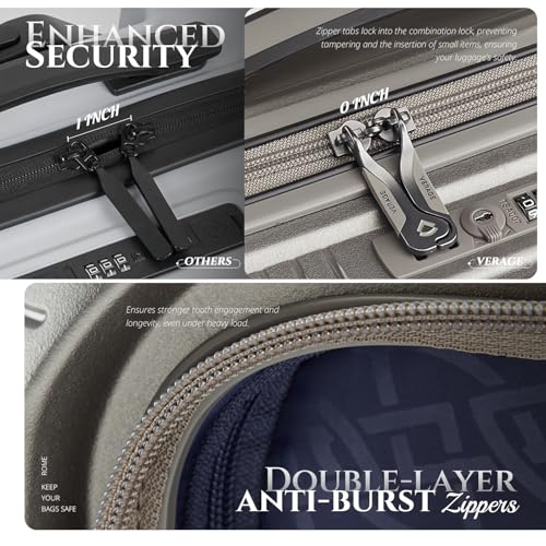Image of Verage Carry On Luggage with Spinner Wheels, Expandable Hardshell Spinner Suitcase for Travel, TSA Approved (Carry-On 20-Inch (Front Pocket), Champagne)