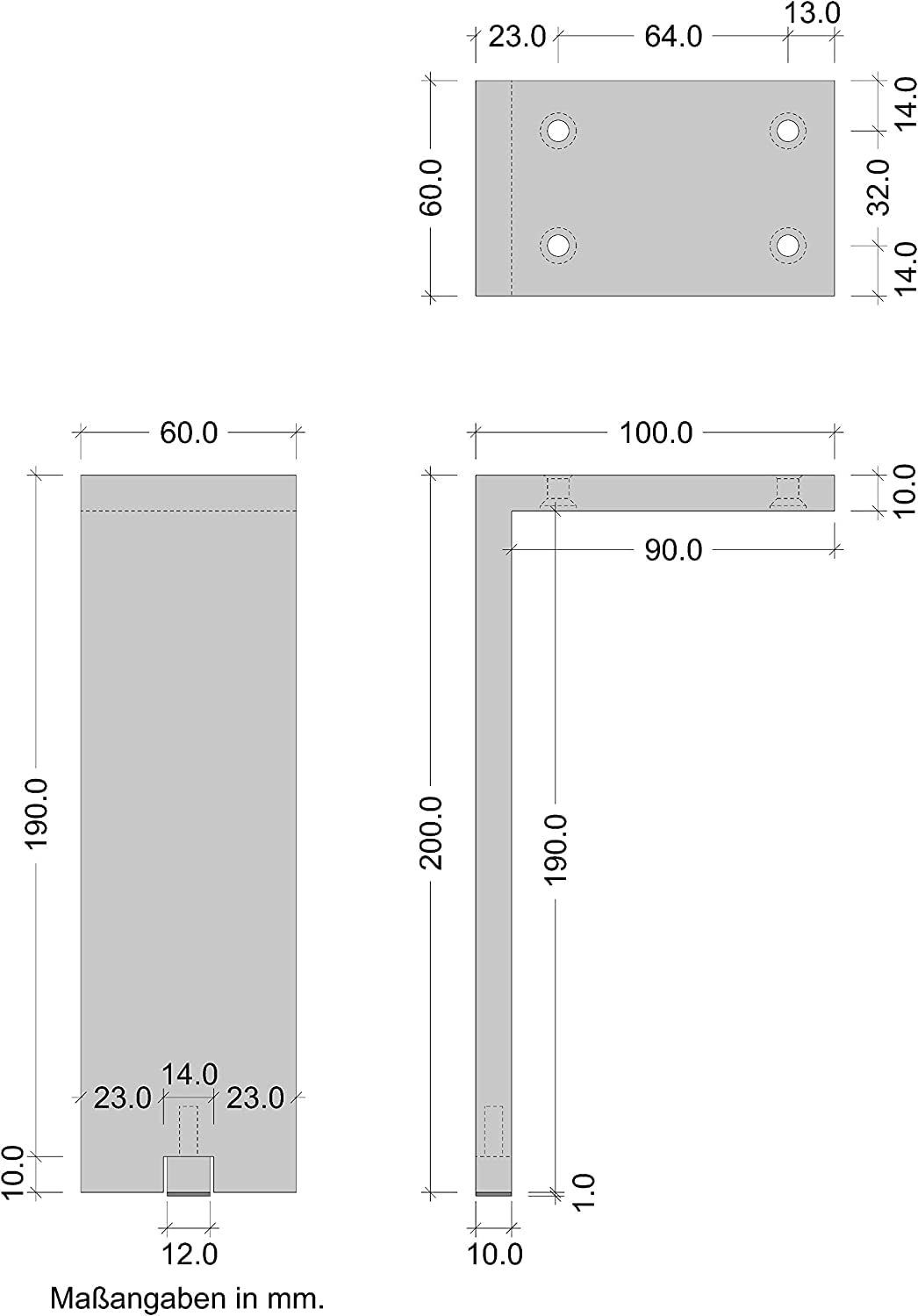 Gedotec Cómoda Base Mueble Regulable en Altura Base Mueble de Acero Inoxidable Vintage Angular - Fonda | Altura 200 mm | Capacidad de Carga 100 kg | 4 Piezas - Base de diseño Aluminio para sofá - so