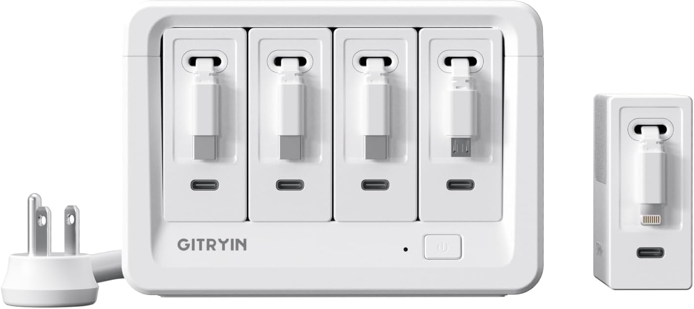 1 Micro USB, 1 Lightning, 3 Type-C Retractable Wall Chargers and 8-in-1 Desktop Charging Station