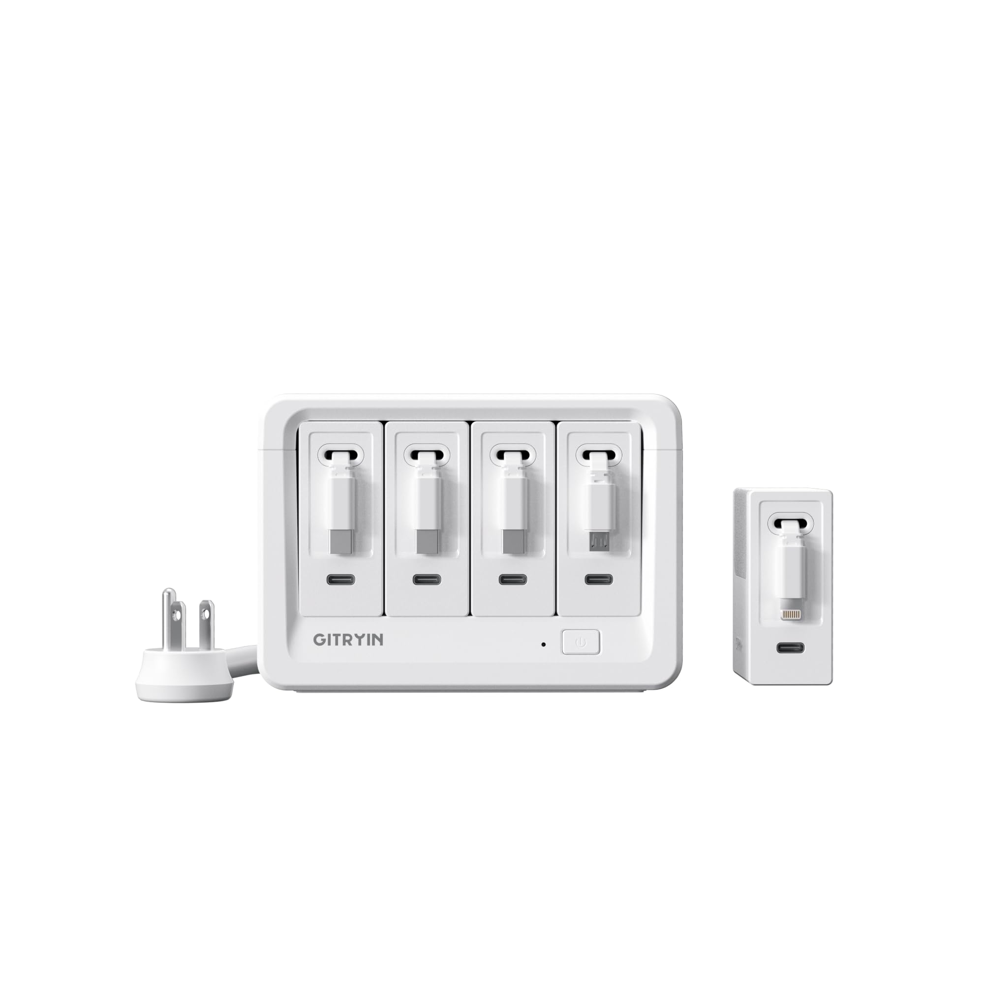 1 Micro USB, 1 Lightning, 3 Type-C Retractable Wall Chargers and 8-in-1 Desktop Charging Station