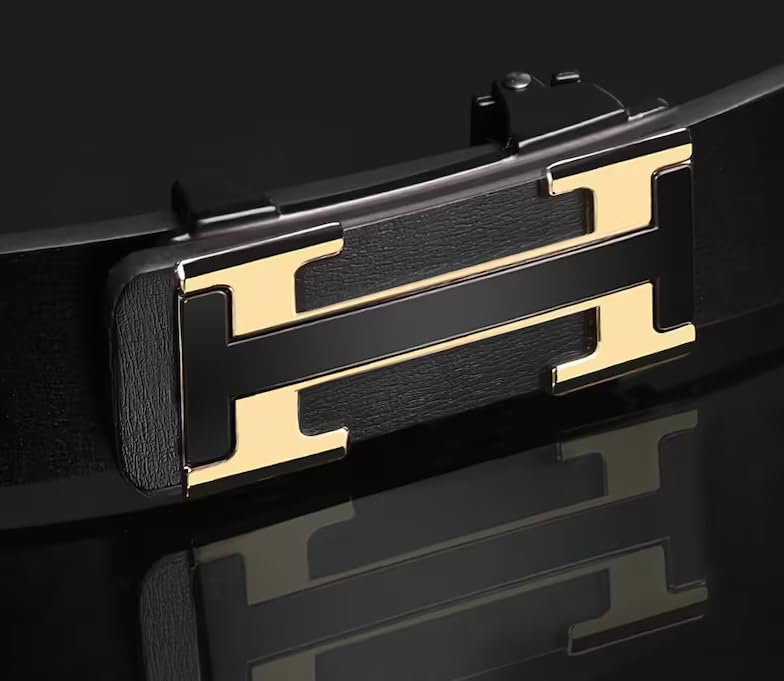 Image of NAPA HIDE Men's Auto Lock Vegan Leather Belt | Stylish Adjustable Buckle Belt for Formal & Casual Wear I Fits upto 40 Inches Waist size