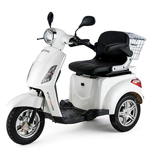 VELECO ZT15 - Scooter de 3 ruedas para inválidos y mayores - Estable, cómodo y seguro - Alarma, bocina - Se entrega completamente montado y listo para usar (BLANCO)