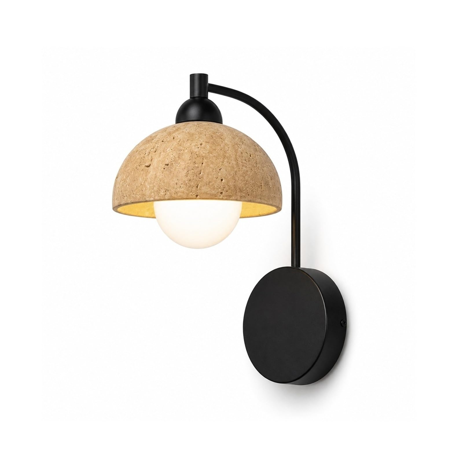 OZBMA Travertine Outdoor Wall Sconce 12.5", Natural Yellow Stone Dome Shade, IP65 Stainless Steel Hardwired Exterior Lamp for Porch Patio Garden Villa Courtyard Entry Balcony Cottage