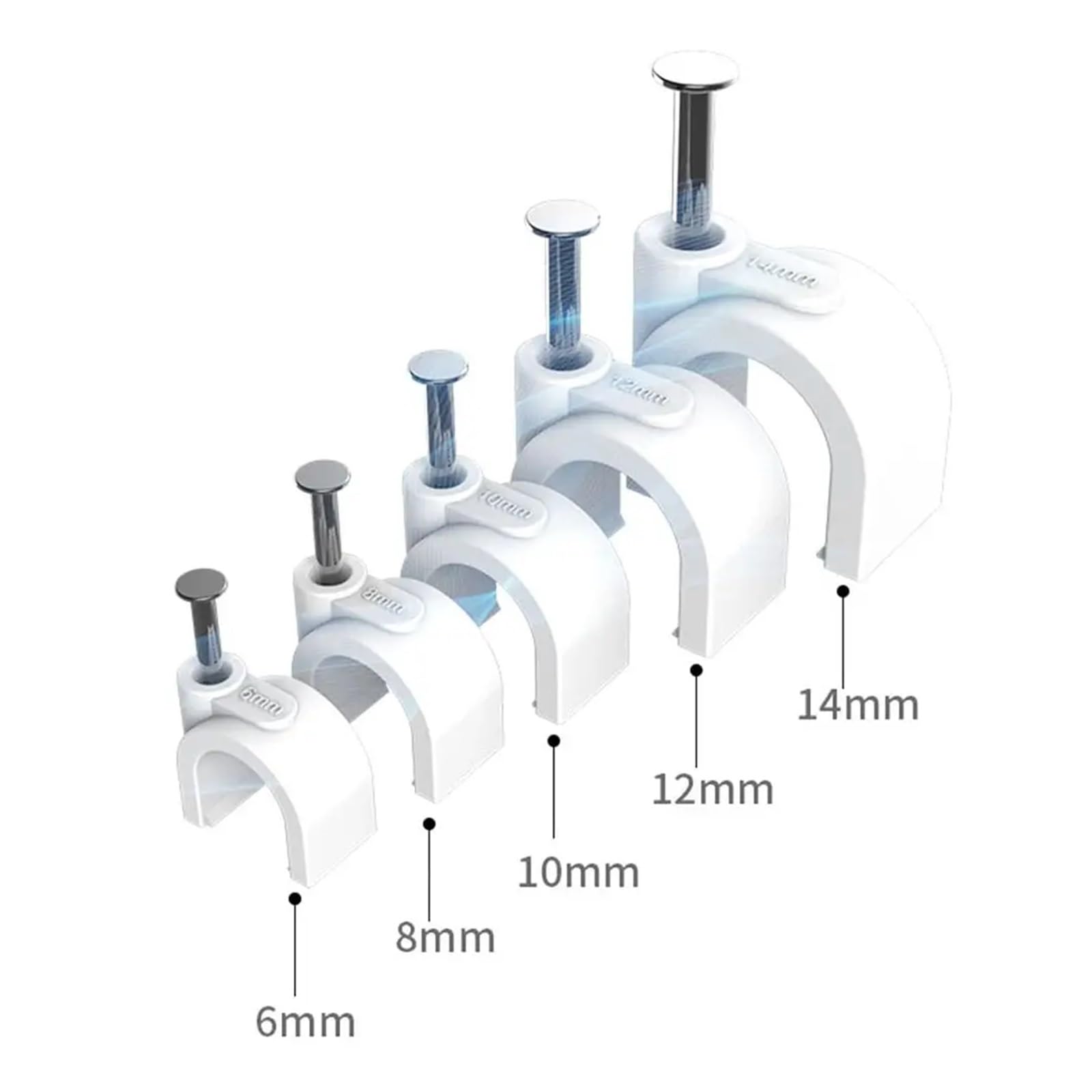 Stalowe zaciski do kabli w kształcie litery U 100 szt. Okrągłe mocowanie rur z drutu Wiszące na ścianie o średnicy 4-16 mm(10mm)