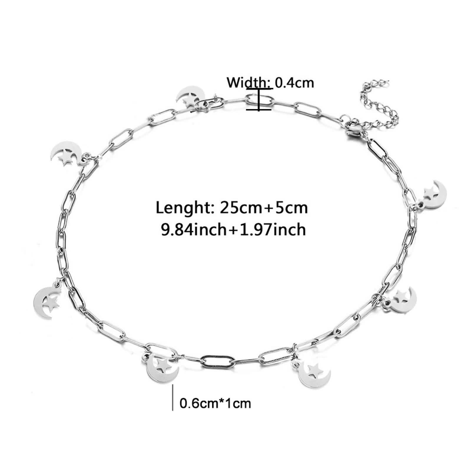 Cavigliera in oro bianco 18 carati 750 boho da donna, cavigliera in oro 18 carati con stella, estiva, spiaggia, per adolescenti e ragazze