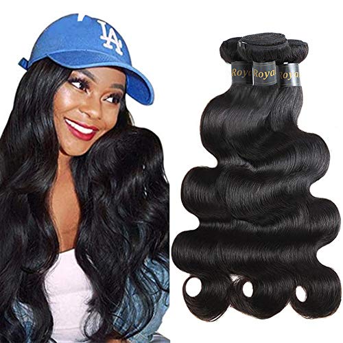 10A Brazilian Virgin Hair Body Wave Bundles Human Hair Bundles 3 Bundles (16" 18" 20",300g) 100% Unprocessed Brazilian Hair Bundles Body Wave Human Hair Weave Extensions Natural Black
