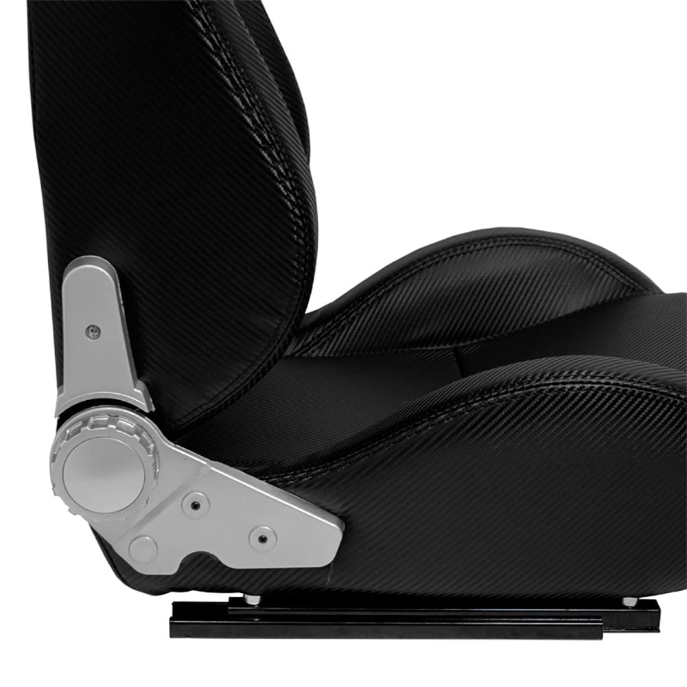 AutoStyle Siège baquet 'DS' - Look-Carboné Simili Cuir - Dossier réglable - incl. glissières