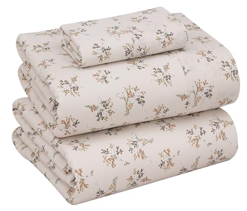 Image of RUVANTI 100% Cotton Percale Sheets Twin XL Size, Twin Spring | Crisp Cooling, Deep Pocket 16 inch, Soft Breathable & Durable, Hotel-Style, 3 Piece Set