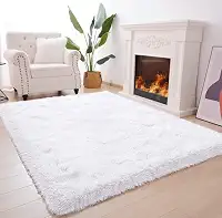 Tapete Sala, Quarto Peludo Felpudo Macio e Luxuoso 2,00m x 1,50m (Branco)