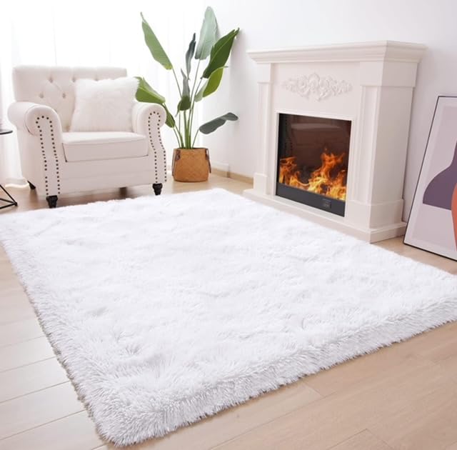 Tapete Sala, Quarto Peludo Felpudo Macio e Luxuoso 2,00m x 1,50m (Branco)