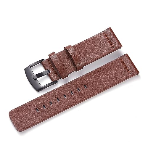 PRUJOY Correas de cuero de liberación rápida 18/20/22/24mm Banda de cuero, Hebilla negra marrón, 22mm