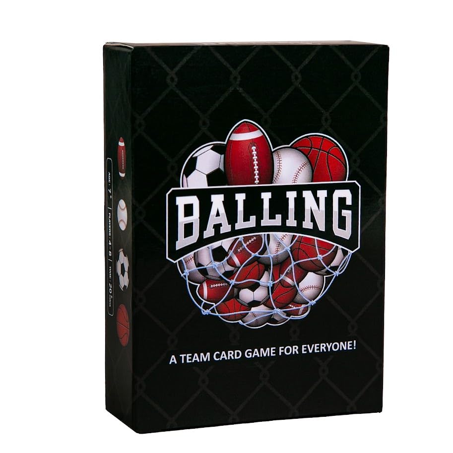 Plearn Pieces Balling - The Fast-Paced, Sports Themed Card Game | Ages 7+ | Anyone Can Play | Includes 60 Card Deck | Played by 4-8 Players | Family Game Night | Stocking Stuffers | Holiday Games |