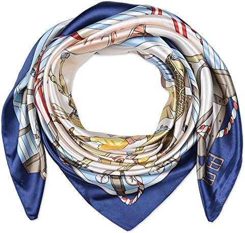 corciova 35 x 35 Women Polyester Silk Feeling Hair Scarf for Sleeping Horse Cool Black and Isabelline