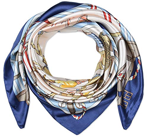 Corciova 35 X 35 Women Polyester Silk Feeling Hair Scarf For Sleeping Horse Cool Black And Isabelline #TOP11