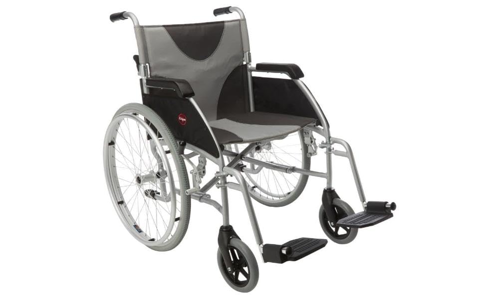 Ultra Lightweight Folding Aluminium Wheelchair 20"" Self Propelled Black - 13KG