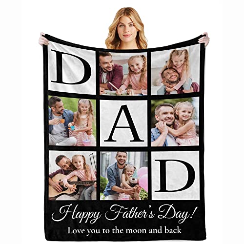 Personalized Fathers Day Birthday Gifts for Husband Dad Custom Blanket with Photos to My Daddy Gifts from Daughter Son Wife Fathers Day Blanket Gifts Personalized Gifts for Men Husband Grandpa