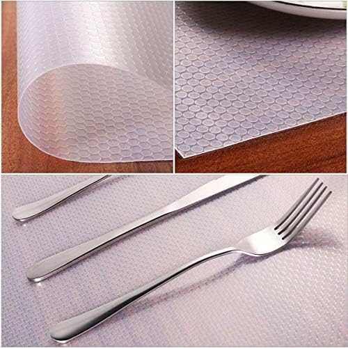 HAUSPROFI 4 Rolls Drawer Liners Fridge Liners Non-Slip Shelf Liners 40x150cm Refrigerator Mats Antibacterial Washable Waterproof Non-Adhesive, Transparent