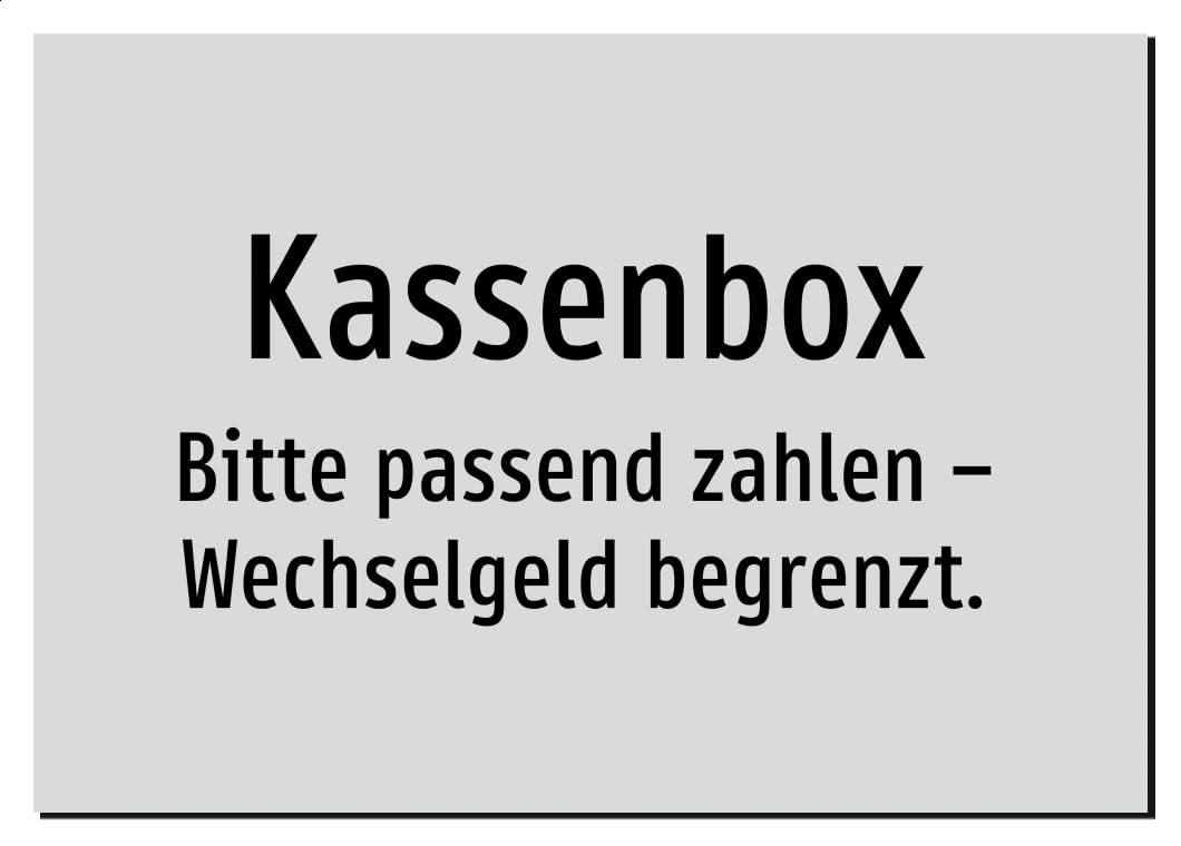 Kassenbox - Bitte passend zahlen – Wechselgeld begrenzt. – Aufkleber A2: 594x420mm – Ohne Grafik, nur Text