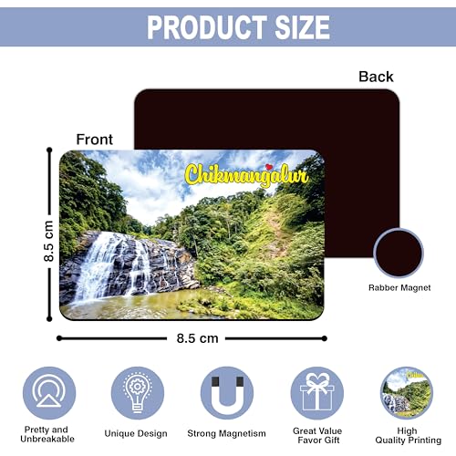 Image of Elegant Fridge Magnet with Themes |Rectangular Size Refrigerator Magnet with Magnetic Rubber Back | Pack of 1, 8.6cm X 5.4cm (Chikmangalur - Design 10)