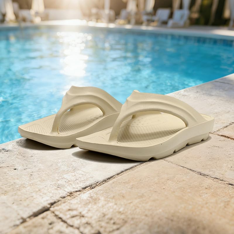 Orthopedic Sandals for Women Men Arch Support Recovery Flip Flops Pillow Soft Summer Beach Slippers Beige