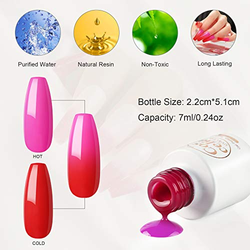 Coscelia Color Changing Gel Nail Polish Set Of 8 Colors Temperature Mood Changing Pink Glitter Long Lasting Soak Off Gel Polish For Nail Art Manicure Design Women #TOP7