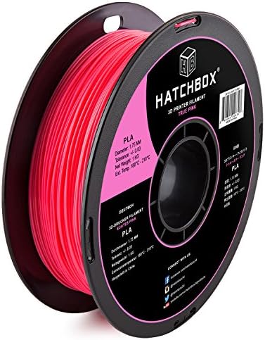 HATCHBOX 1.75mm True Pink PLA 3D Printer Filament, 1 KG Spool, Dimensional Accuracy +/- 0.03 mm, 3D Printing Filament