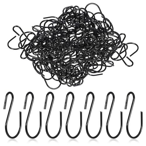 Sibba 60 ganchos en forma de S para colgar, asas de gancho de alambre de metal, conectores en forma de S, ganchos de almacenamiento para el hogar, clips negros para joyas, pequeños utensilios de