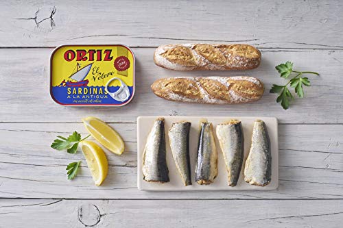 Ortiz Sardines In Olive Oil | 8 Pack | Sardinas A La Antigua | El Velero | Imported from Spain | Wild Caught and Hand Selected | Premium All Natural | Gourmet Fish in 4.9 oz Can (140 Gram)
