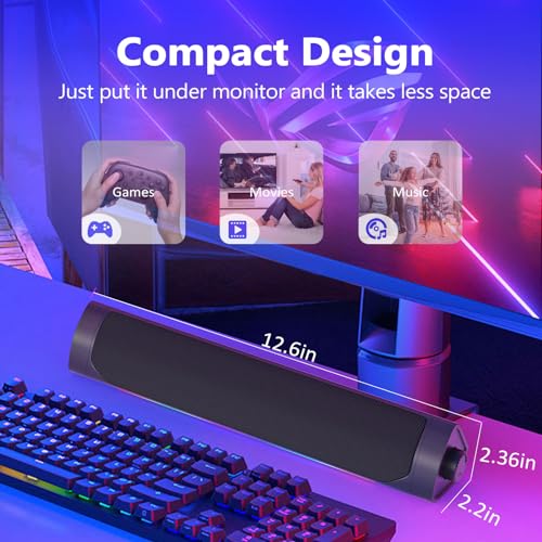 Lxtnfu Usb Computer Speakers For Desktop Pc,Bluetooth Pc Speakers With Headphone Output,2 Ways Connect Usb Powered Wired Speakers For Windows,Linux,Mac Air/Pro Phones thumb #6