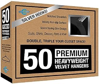 Closet Complete Premium True Heavyweight Velvet Hangers, 50, Black