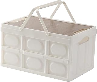 harayaa Camping Storage Box Storage Bin Collapsible Lidded Trunk Organizer Picnic Basket Cargo Crate Storage Container for Barbecue Cooking Hiking