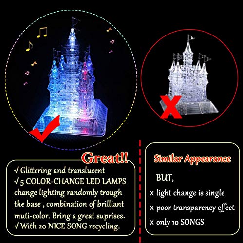 Coolplay 20 Songs Musical 3D Crystal Castle Puzzle For Adults Brain Teaser Light-Up Base Included, 105Pcs #TOP2