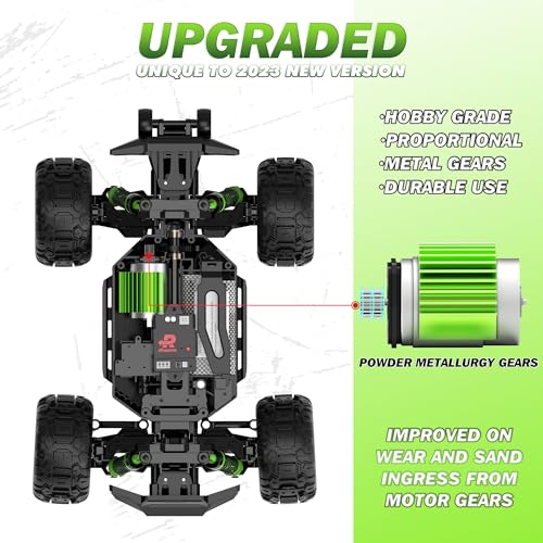 RIAARIO 1:18 All Terrain RC Car, 36 KPH High Speed Remote Control Car with 2.4 GHz Remote Control, 4WD Electric Vehicle Off-Road Truck, 4X4 Waterproof RC Trucks with 2 Rechargeable Batteries - Image 2