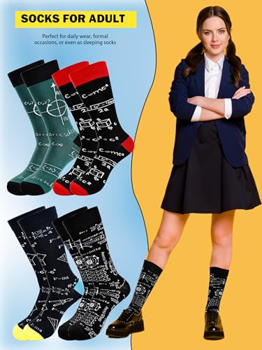 12 Pairs Funny Math Science Socks Novelty Patterned Socks Cotton Sock for Men Teacher Graduation Appreciation Gifts, 4 Style4