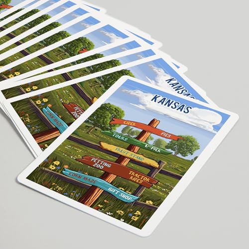 Lantern Press Kansas, Signpost, Orchard, 52 naipes póker miniatura 5