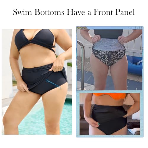 Image of COCOPEAR Women's Ruched High Waisted Bikini Bottom Retro Vintage Swim Short Tankinis