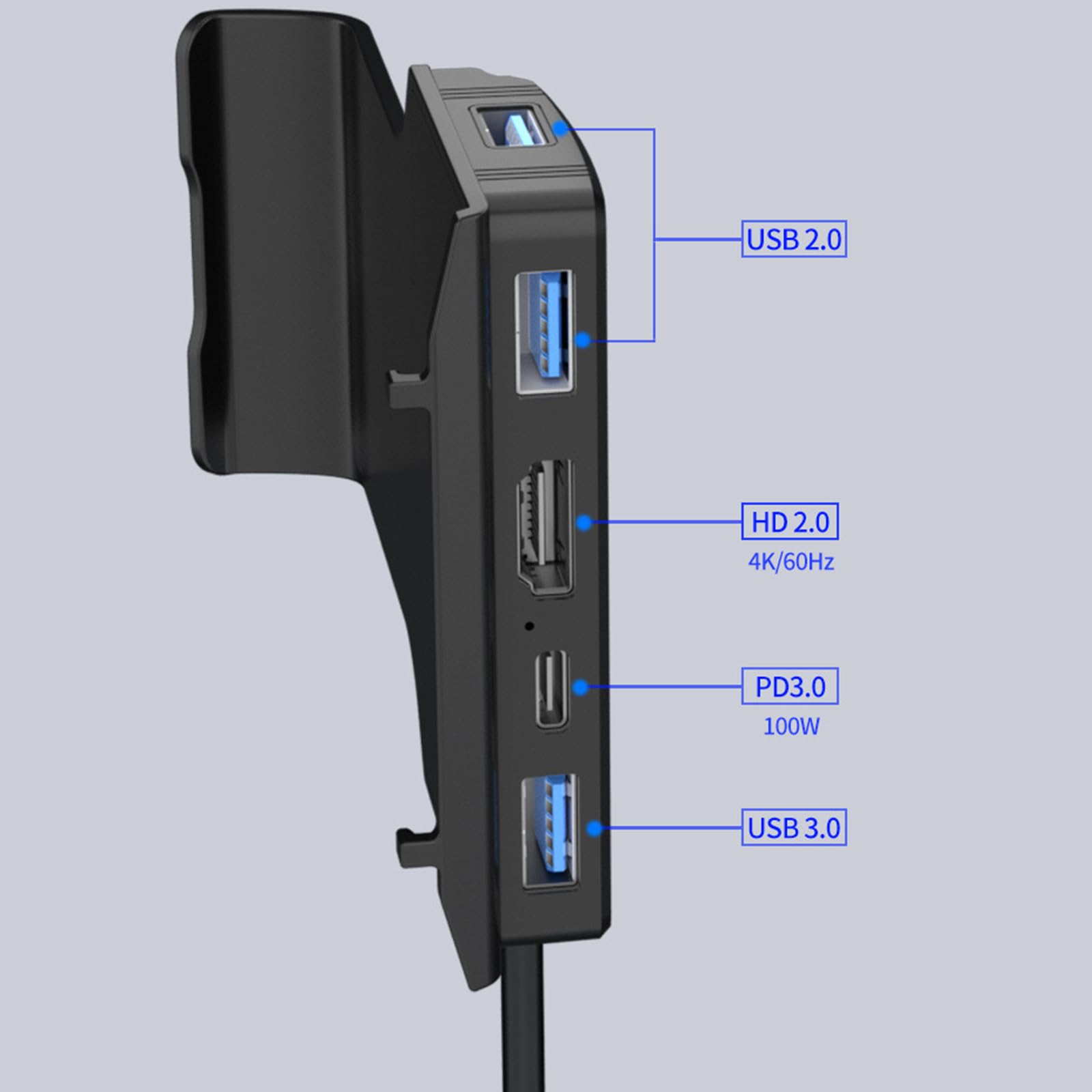 Docking station portatile 5 in 1 per Steam Deck e PC, hub 4K a 60Hz con ricarica PD da 100 W, supporto dock multi-dispositivo, accessori di gioco per prestazioni migliorate