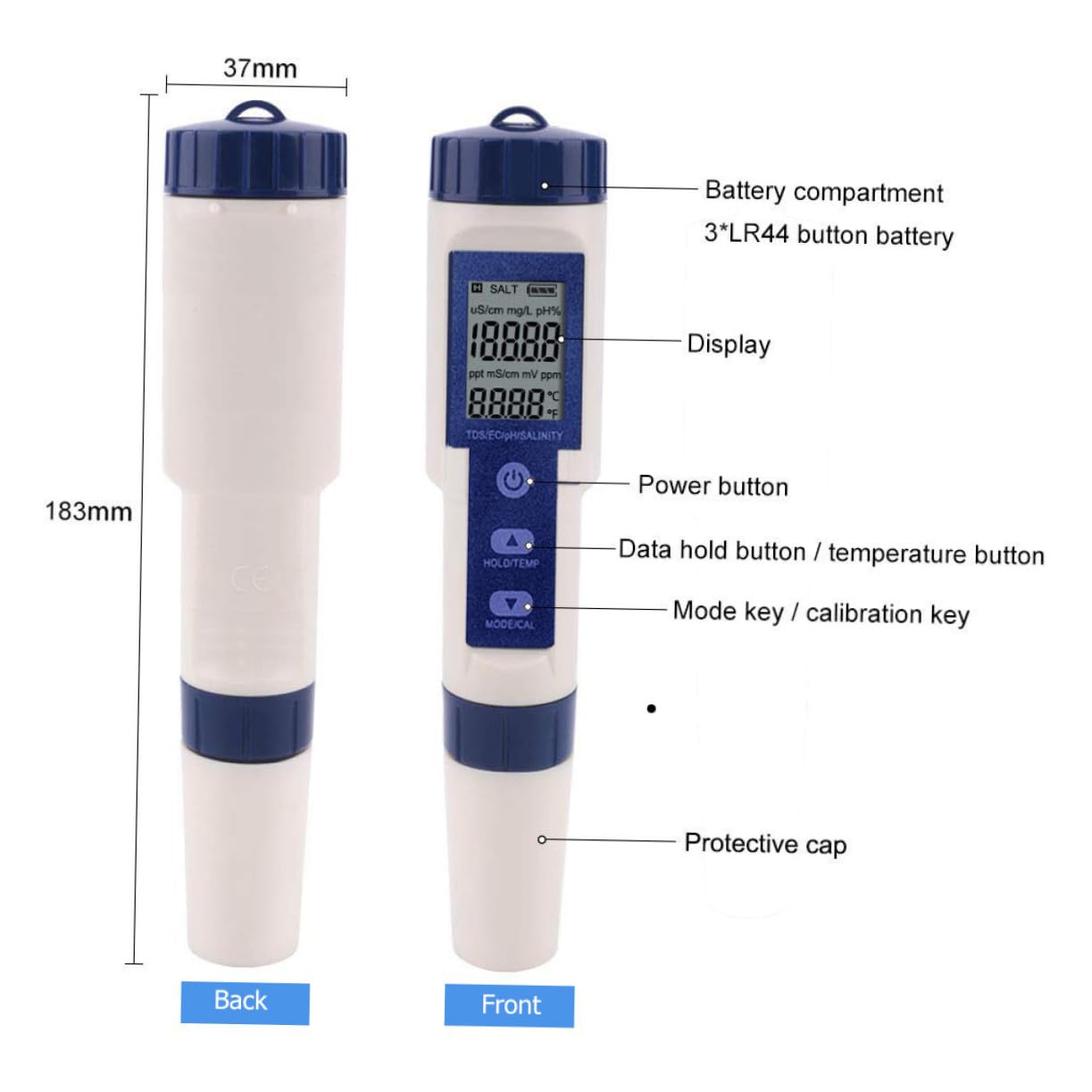 KOMBIUDA Medidor Digital de Salinidad para Piscina y Acuario Alta Precisión, Diseño Único LCD y Material Plástico Resistente, Adecuado para Tanques de Peces