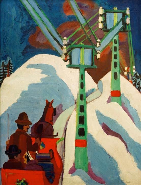 Tableau sur toile poster 58 x 90 cm Port of Burgstaaken de Kirchner pour decoration murale