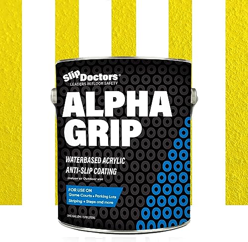 Pintura Alpha Grip Antideslizante para Concreto y Asfalto – Recubrimiento Antideslizante Ideal para Señalización de Estacionamientos, Parques Infantiles y Pavimentos (Amarillo, 1 Galón) miniatura 1