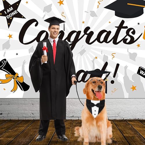 Disfraz para perro con gorra y collar de graduación miniatura 6